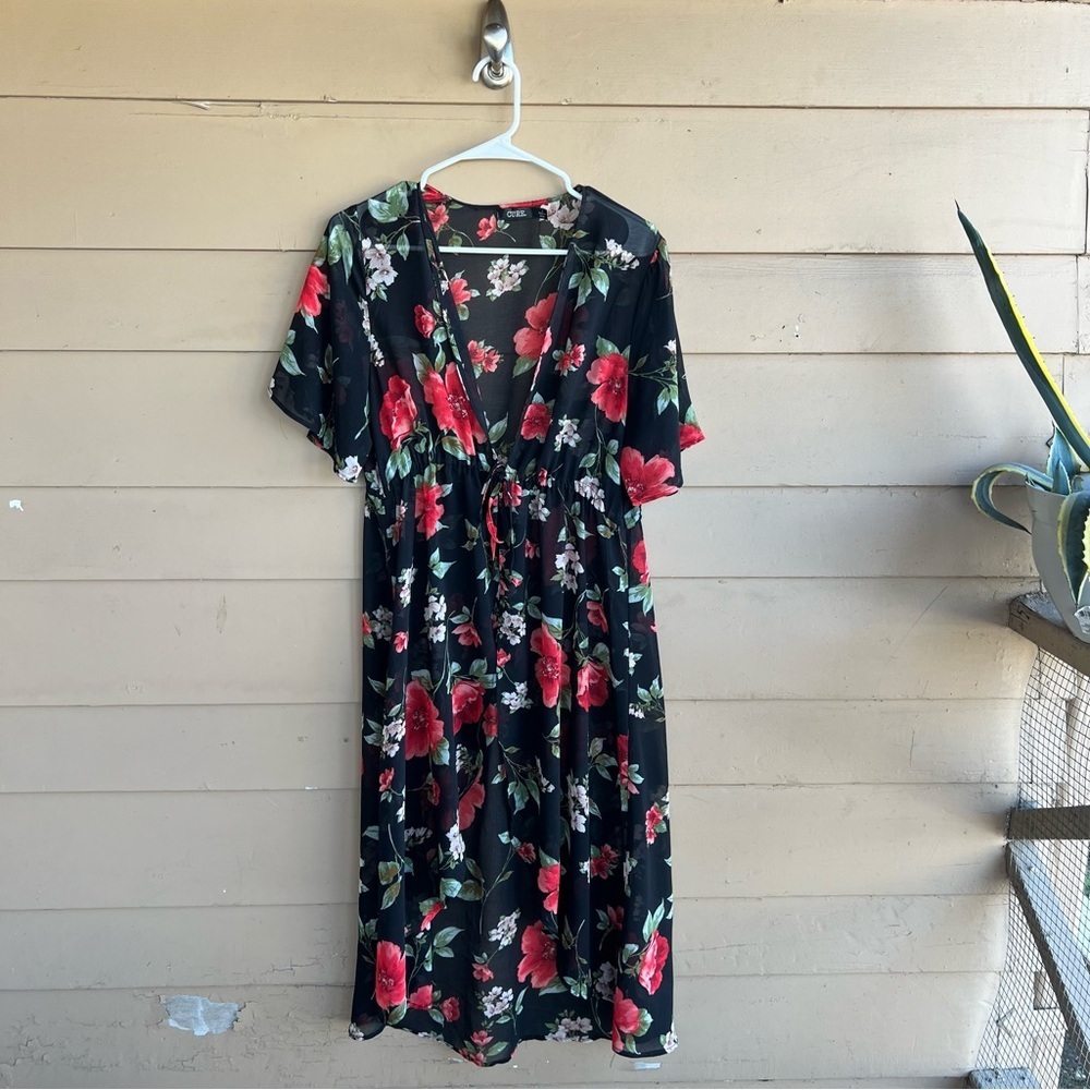 CURE. Sheer Floral Swim Coverup - Size L Lightweight Summer Beach